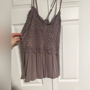 Boho Crochet Lace Tank Top Smocked Back Flowy Neutral - Maurice’s - Size XXL